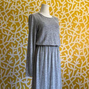 Old Navy Soft Heather Grey Long Sleeve Midi Shift Stretch Dress - Small